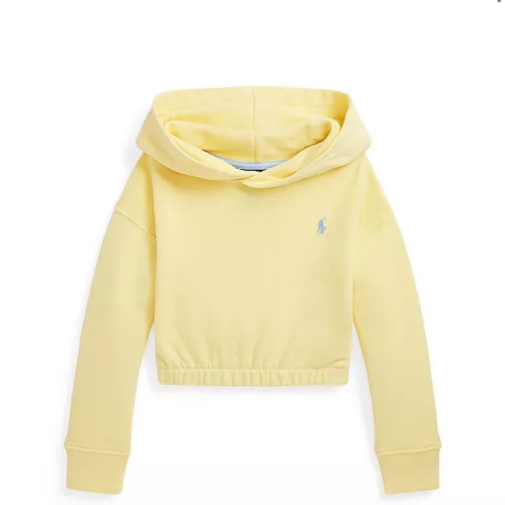 Polo Ralph Lauren Girls cropped boxy pony hoodie in yellow Size XL 16